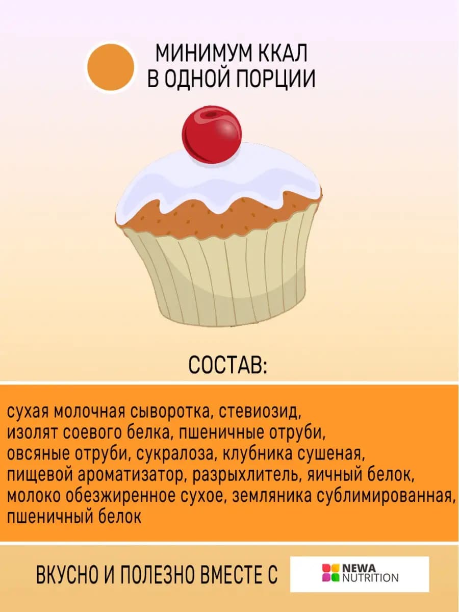 Низкокалорийная смесь для выпечки кексов с клубникой и земляникой