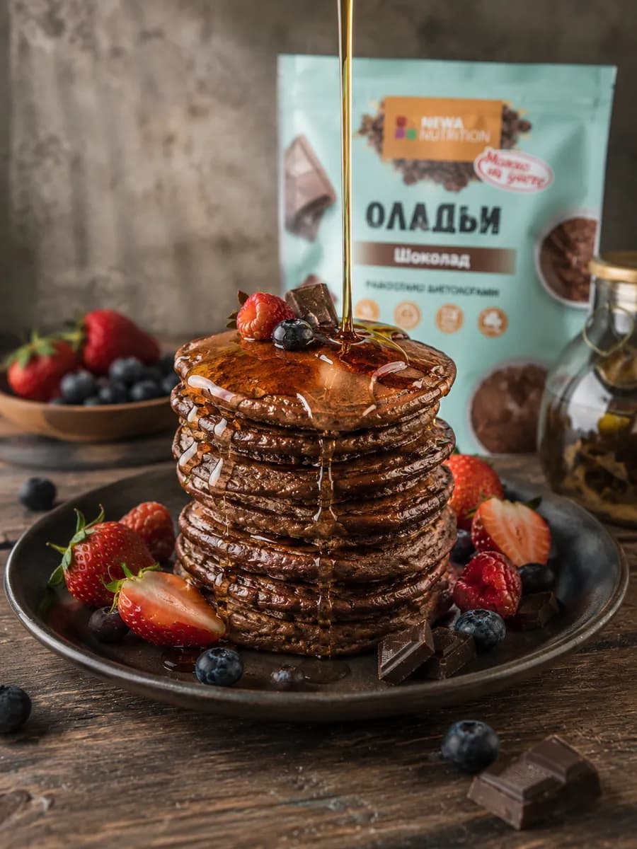 Низкокалорийная смесь для выпечки оладий - шоколадный вкус