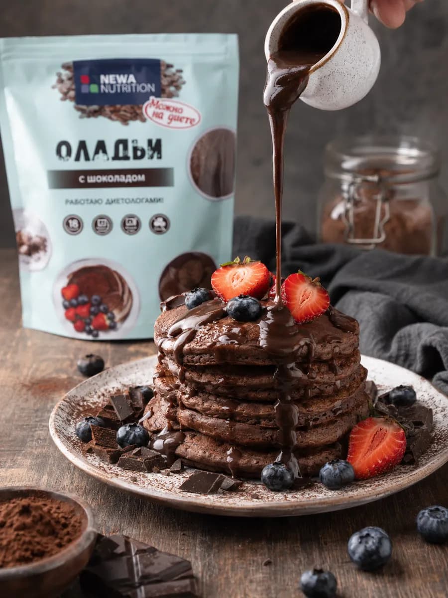 Низкокалорийная смесь для выпечки оладий - шоколадный вкус