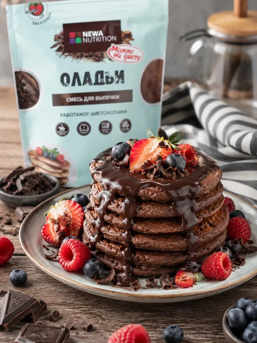 Низкокалорийная смесь для выпечки оладий - шоколадный вкус