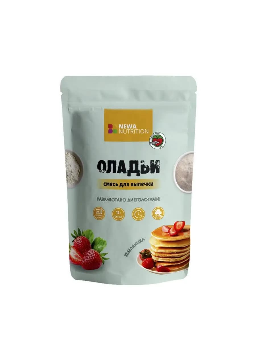 Низкокалорийная смесь для выпечки оладий со вкусом земляники