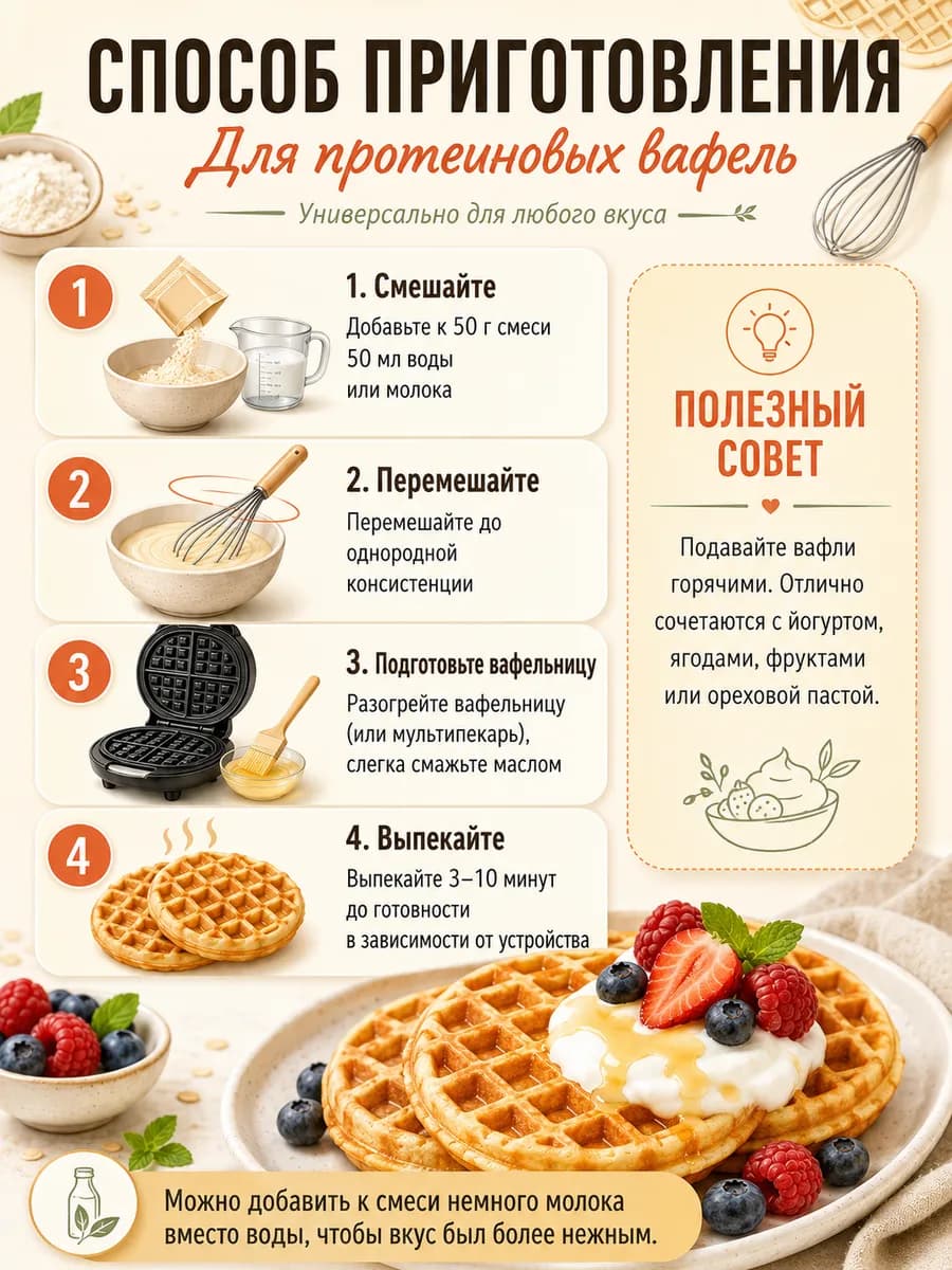 Смесь для выпечки вафель, без сахара