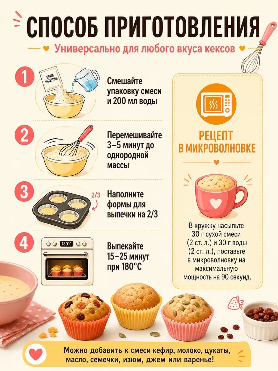 Смесь для выпечки Кексов и Маффинов, шоколадный вкус