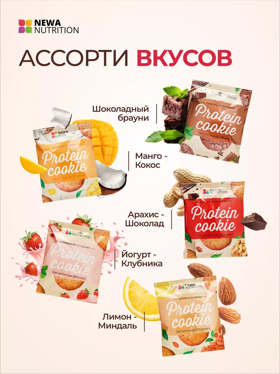 Протеиновое спортивное печенье 18 шт