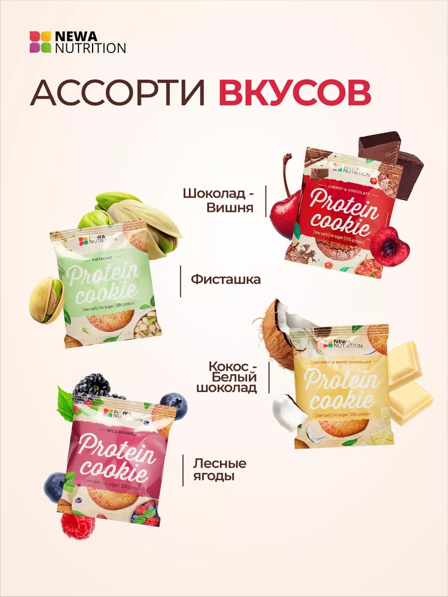 Протеиновое спортивное печенье 18 шт