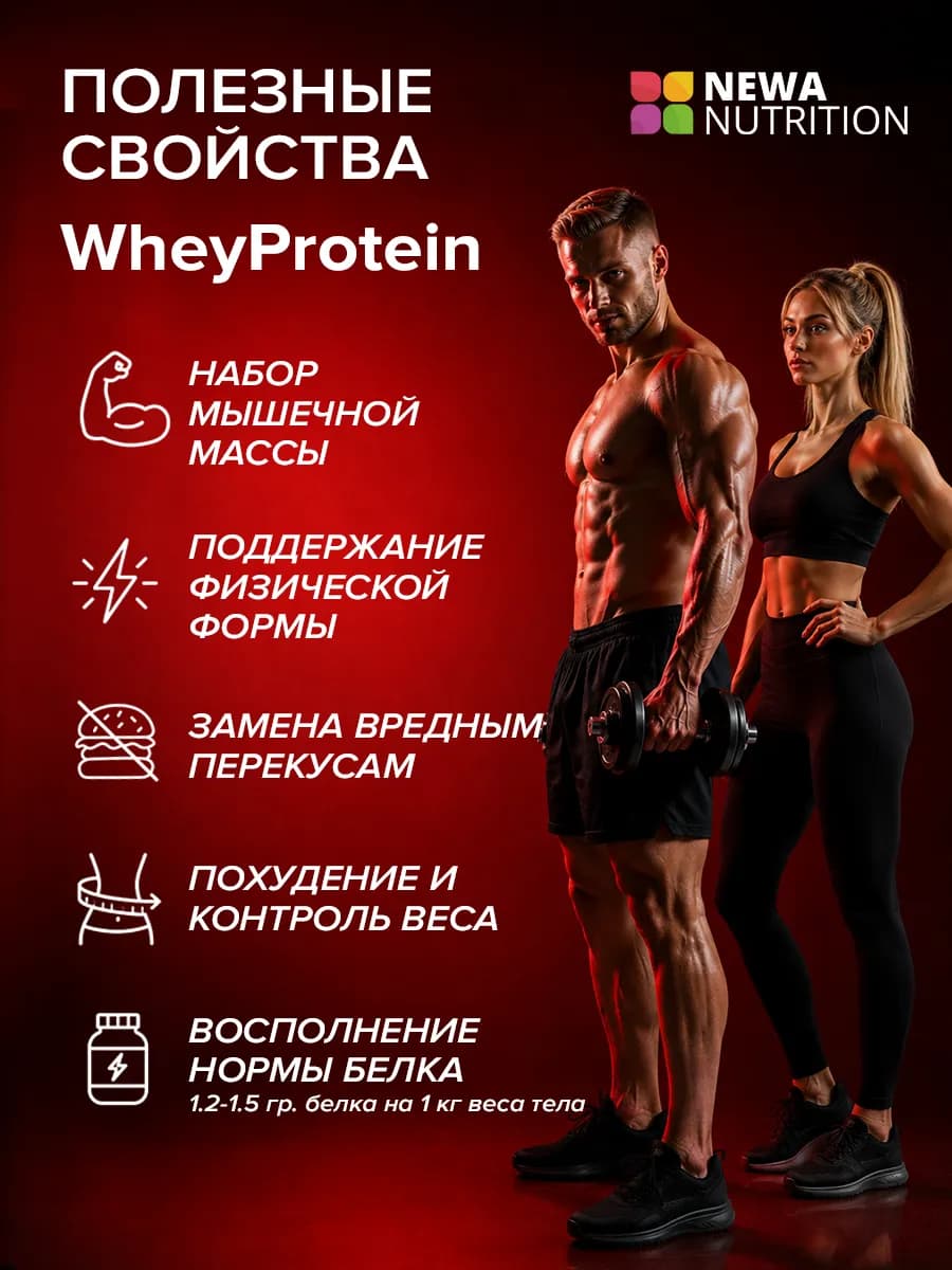 Протеин вкус Клубника, Протеиновый коктейль 900 грамм