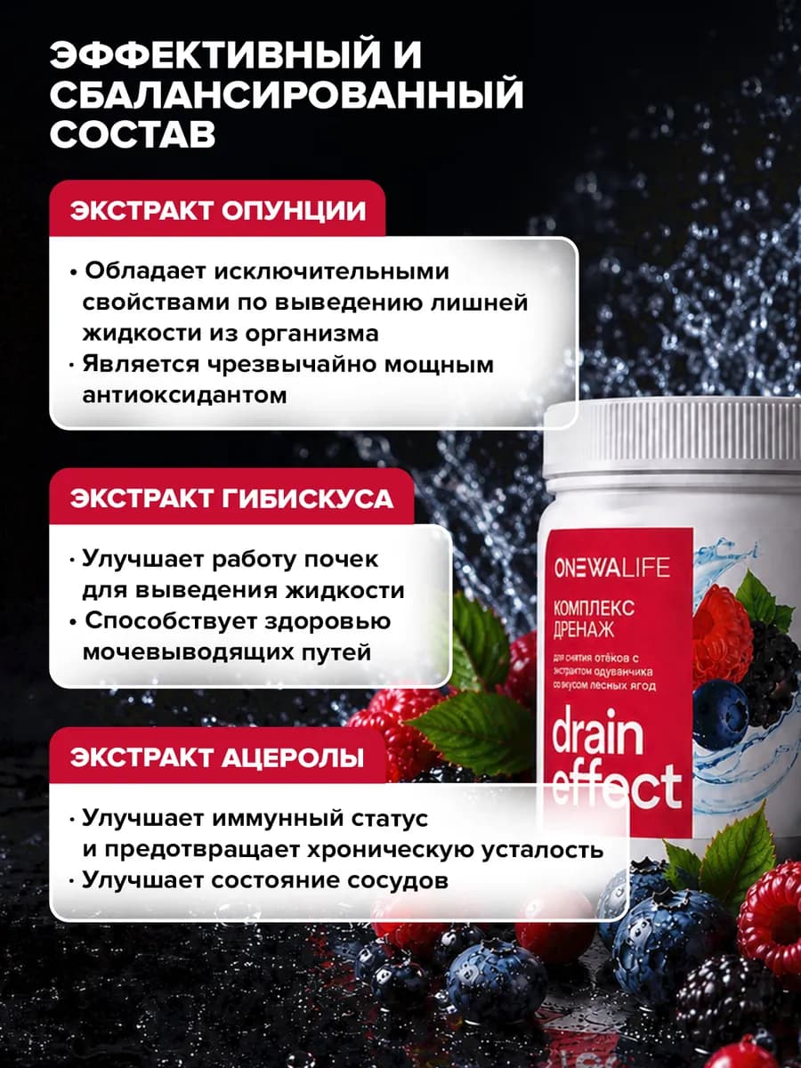 Дренажный напиток для похудения от отеков, лесные ягоды