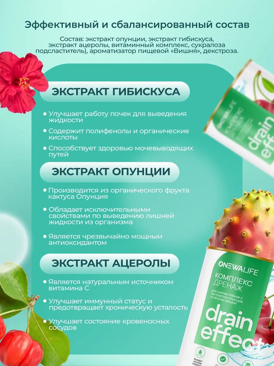 Дренажный напиток для похудения и от отеков, лимфодренажный