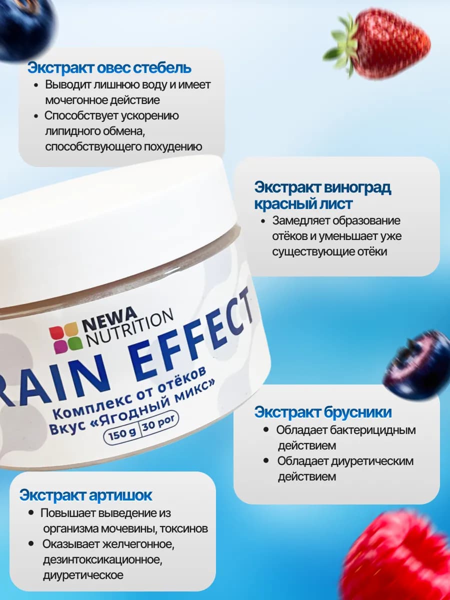 Дренажный напиток для похудения от отеков, ягодный микс