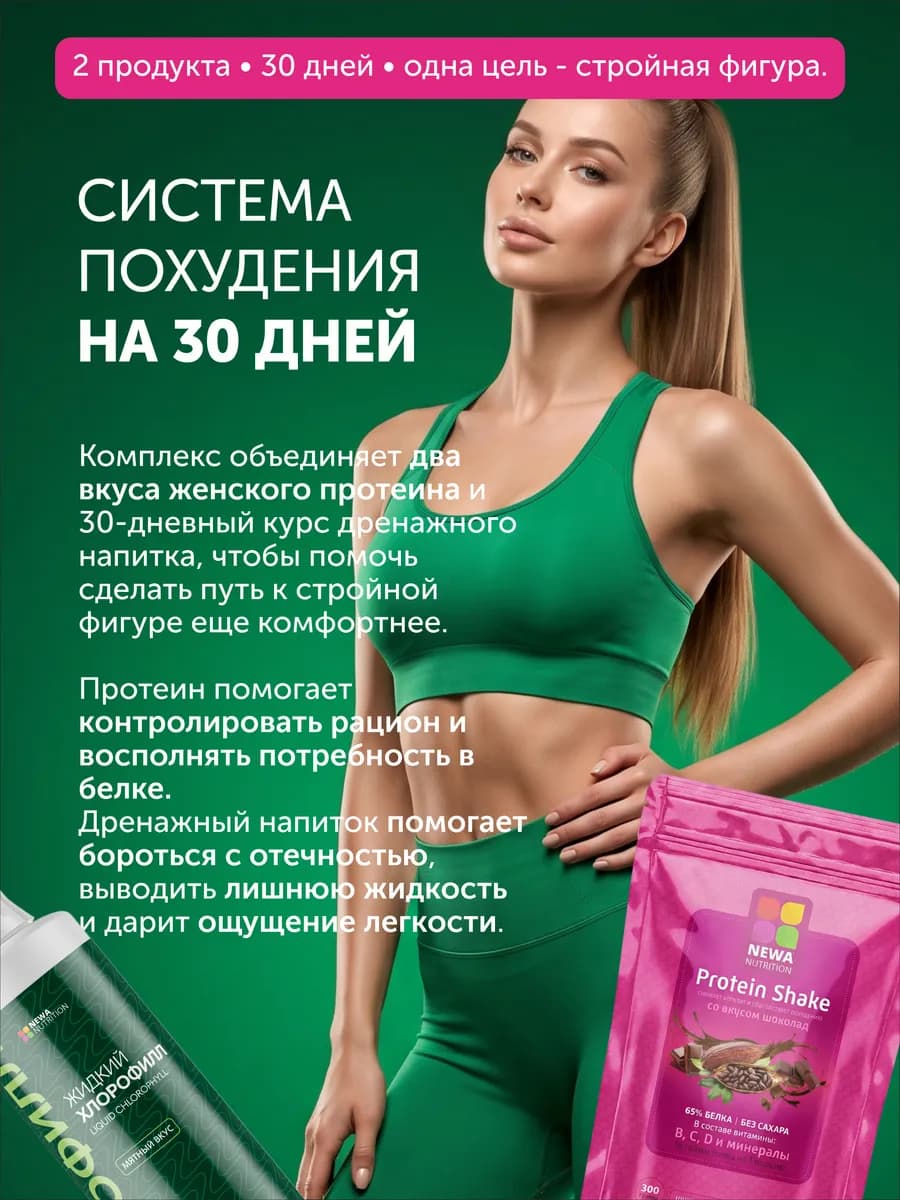 Набор Контроль веса и детокс, Хлорофилл + Протеин 2 вкуса