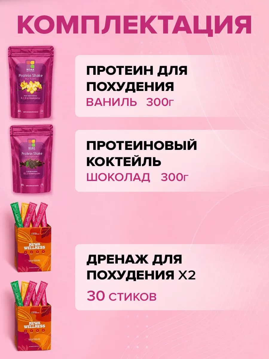Набор для Контроля веса, Протеин и Дренажный Напиток