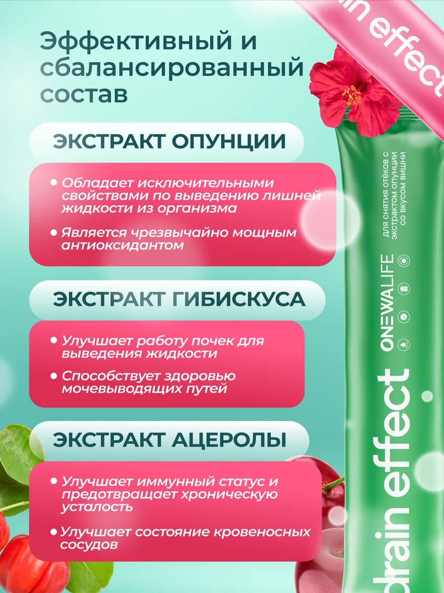Дренажный напиток для похудения от отеков, стики 30 шт