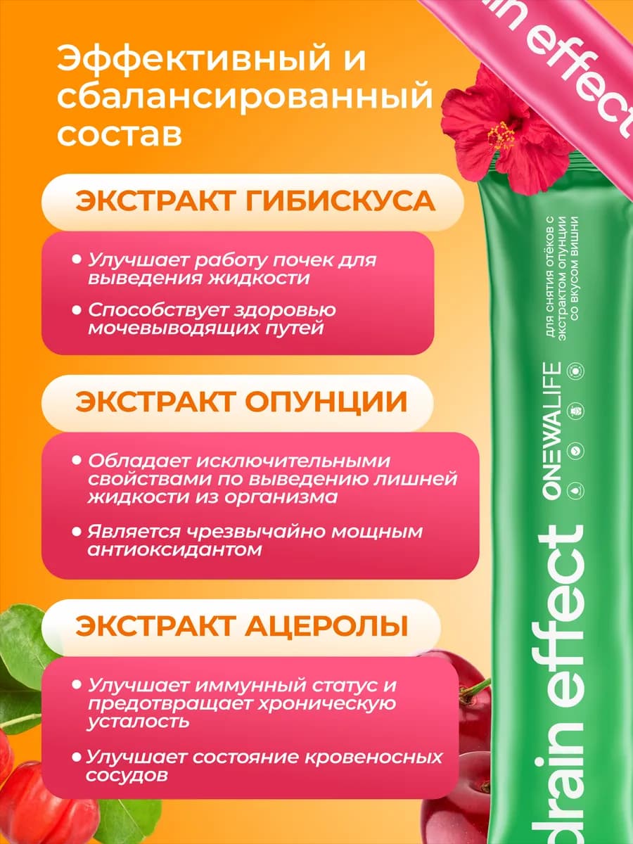 Дренажный напиток для похудения от отеков, стики 15 шт
