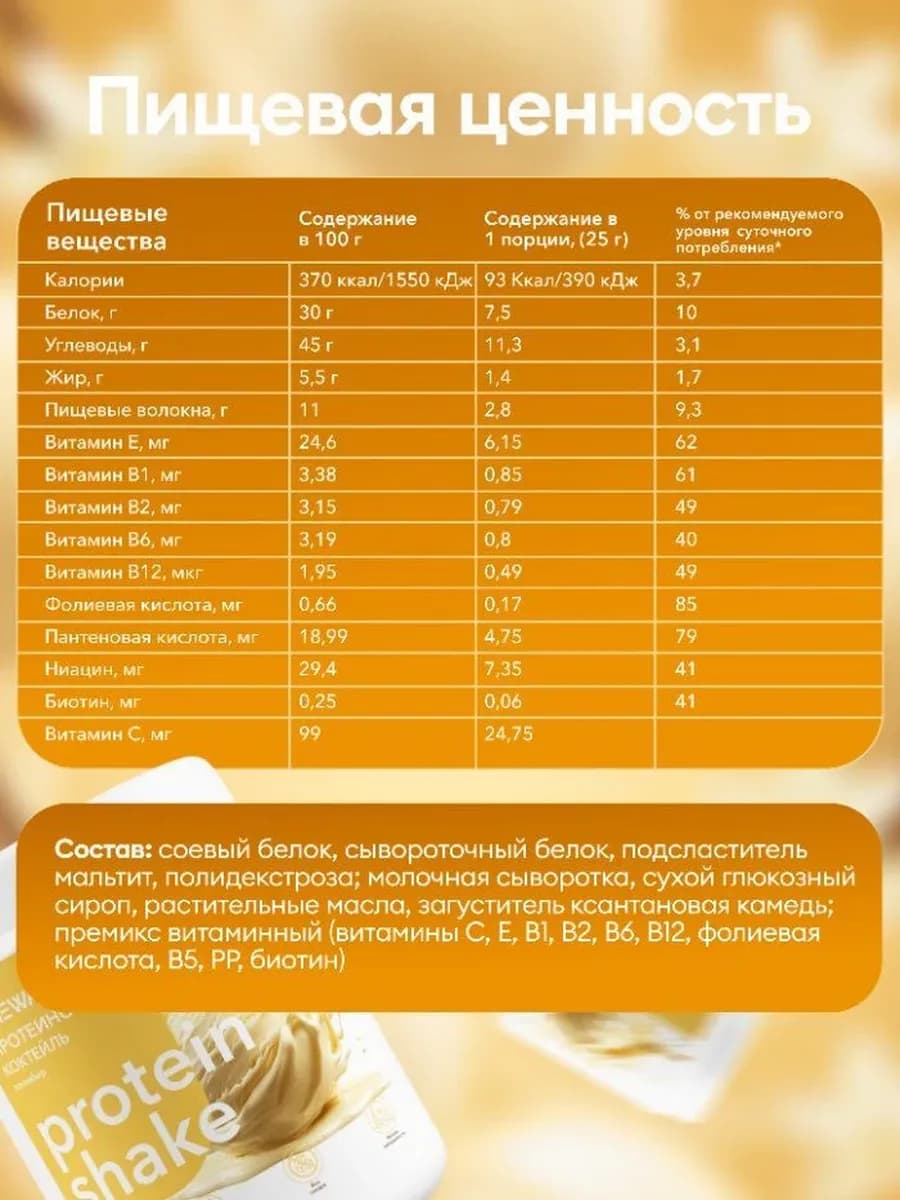 Набор для Контроля веса, Программа питания