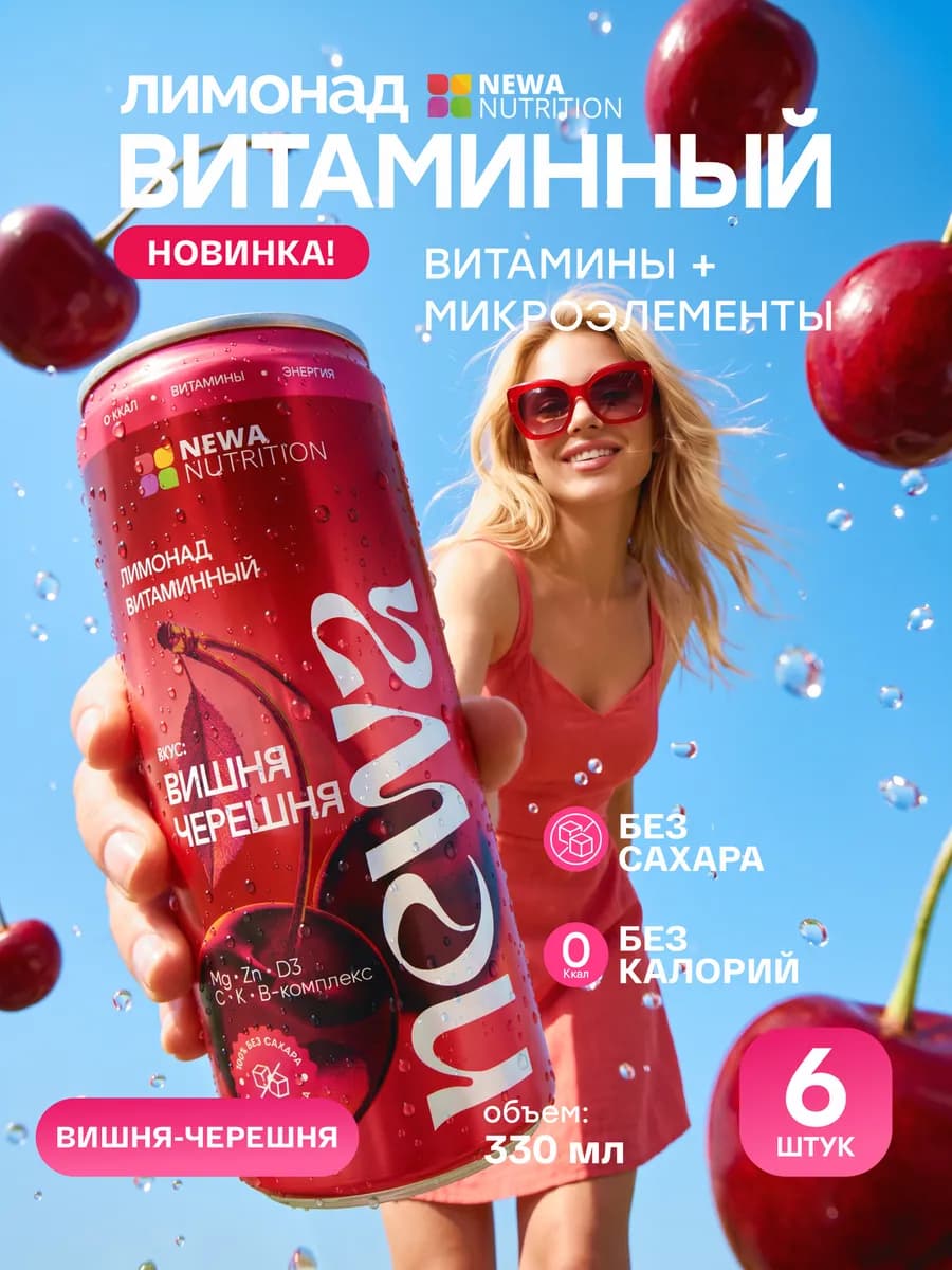 Лимонад без сахара с витаминами низкокалорийный 6шт х 330 мл