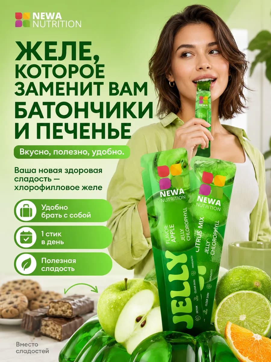 Хлорофилл желе для похудения, энергии и детокса, 16 шт